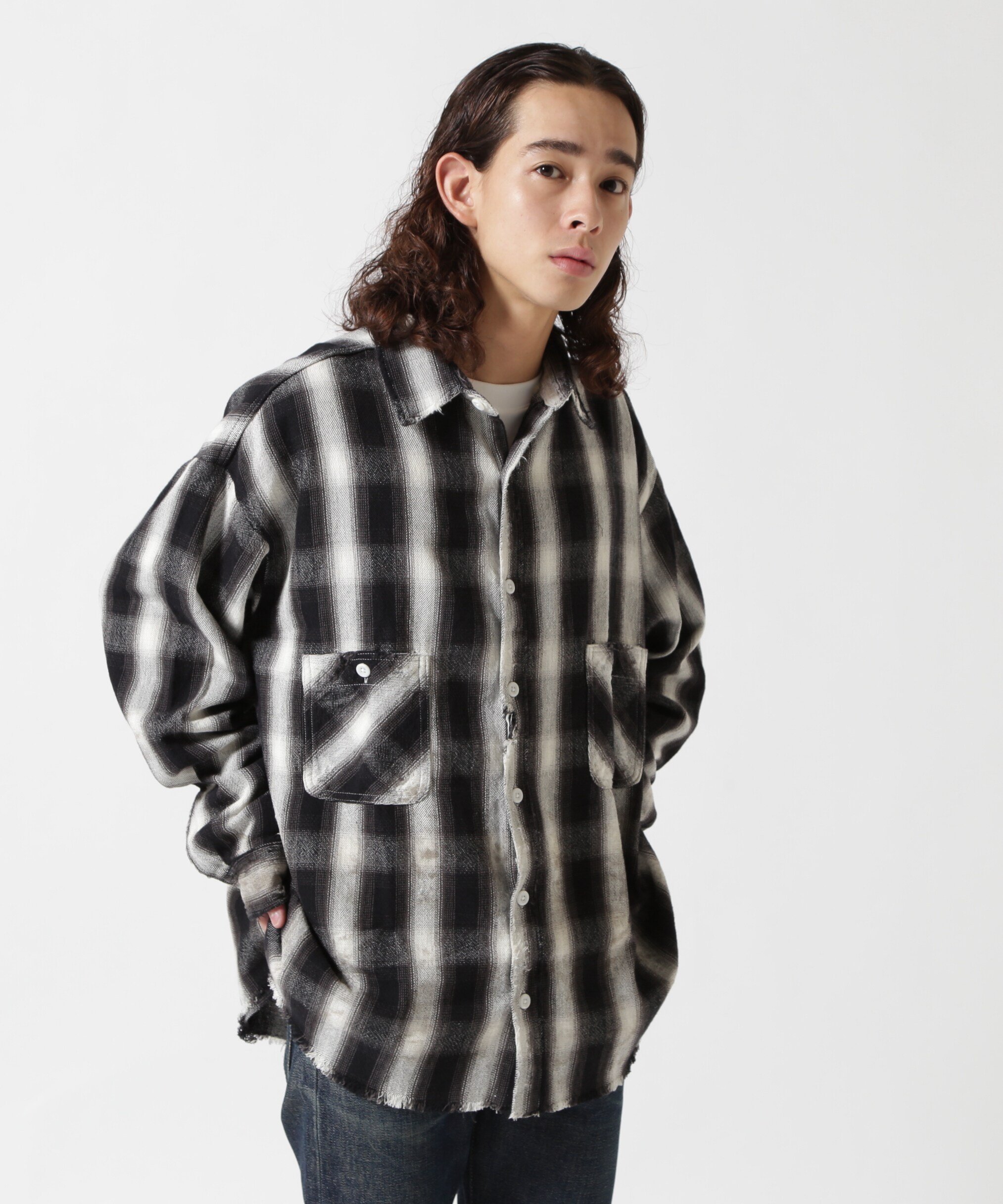 ROYAL FLASH SAINT MICHAEL/セント マイケル/FRNNL SHIRT/CHECK/BKxWT ロイヤルフラッシュ トップス シャツ・ブラウス ブラック【送料無料】のサムネイル