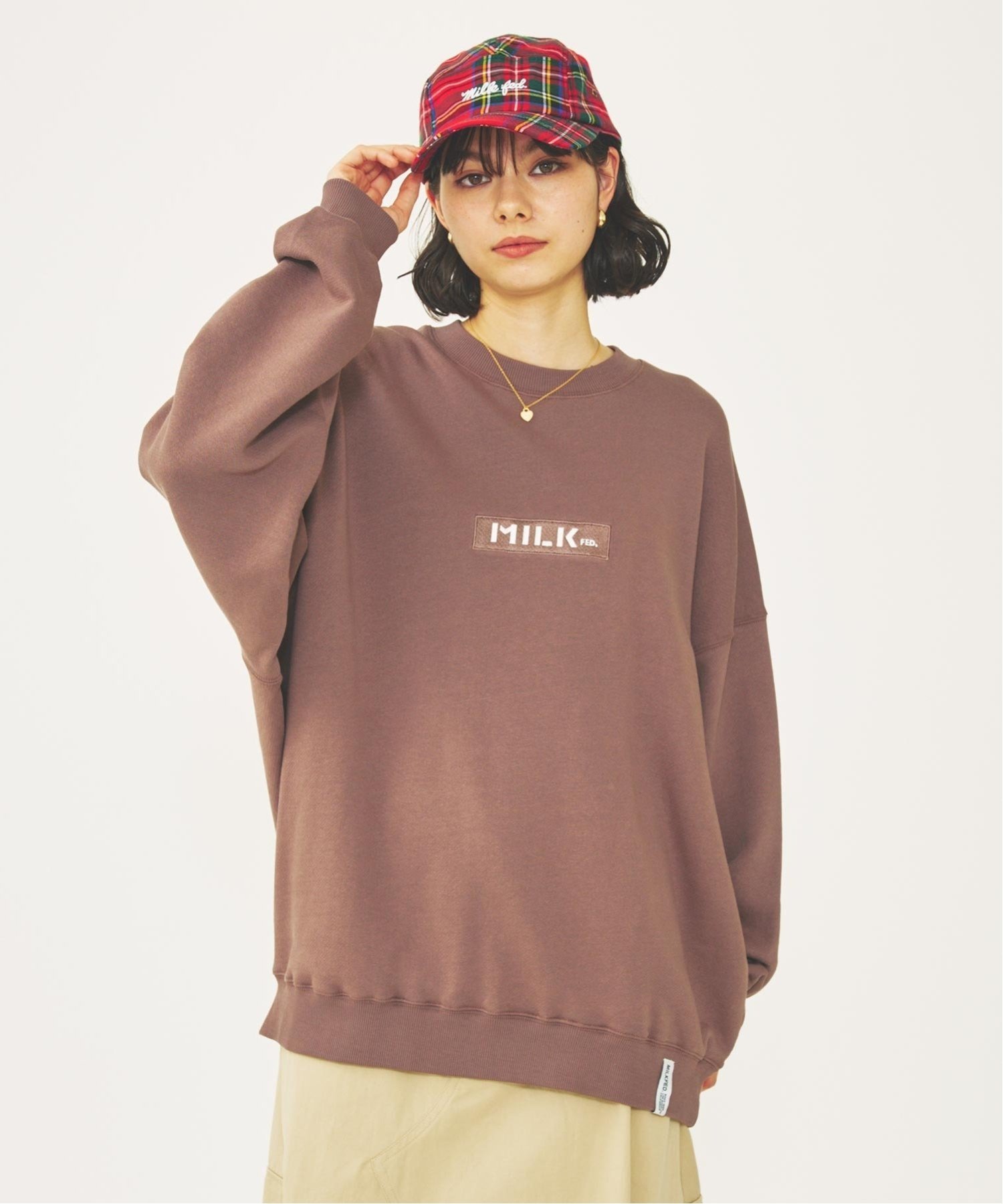【SALE／30%OFF】MILKFED. BAR LOGO BASIC SWEAT TOP MILKFED. ミルクフェド トップス スウェット・トレーナー グレー ホワイト ブラウン【送料無料】