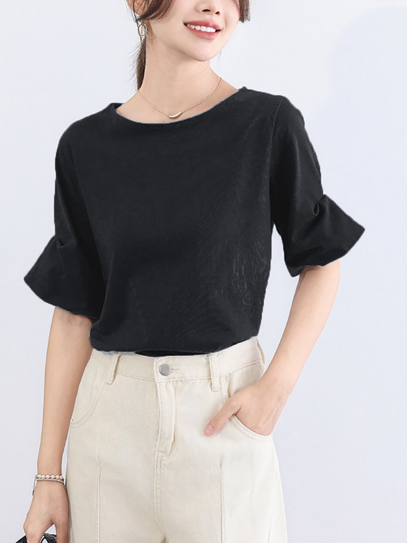 【SALE／30%OFF】Doux Belle トップス カットソー Vネック ドゥー・ベル トップス カットソー・Tシャツ ブラック ブルー ブラウン グレー パープル ホワイトのサムネイル