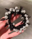 FReePLACe FReePLACe/(W)パール ビジュー フリル ヘアゴム ミニョントレフル ルームヨンマルサンセレクティッド ヘアアクセサリー ヘアゴム...