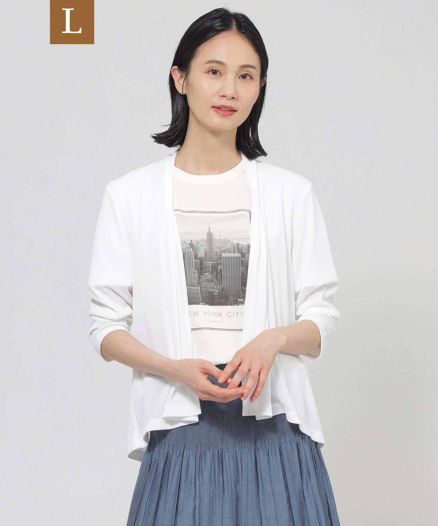 TRANS WORK 【L】【UV対策】【吸水速乾】【防しわ】【ウォッシャブル】マットフライスジャージショートカーディガン サンヨー エルサイズ トップス カットソー・Tシャツ ホワイト グレー ブルー ネイビー