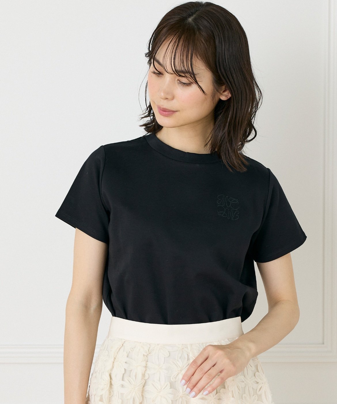 Maglie par ef-de LOVERコンパクトTシャツ マーリエ ル カセット トップス カットソー・Tシャツ ブラック ホワイト