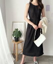 【SALE/35%OFF】Dewlily 【Dewlily】シャーリングタッチロングワンピース アミュレット ワンピース・ドレス ワンピース カーキグリーン ブラック(4)