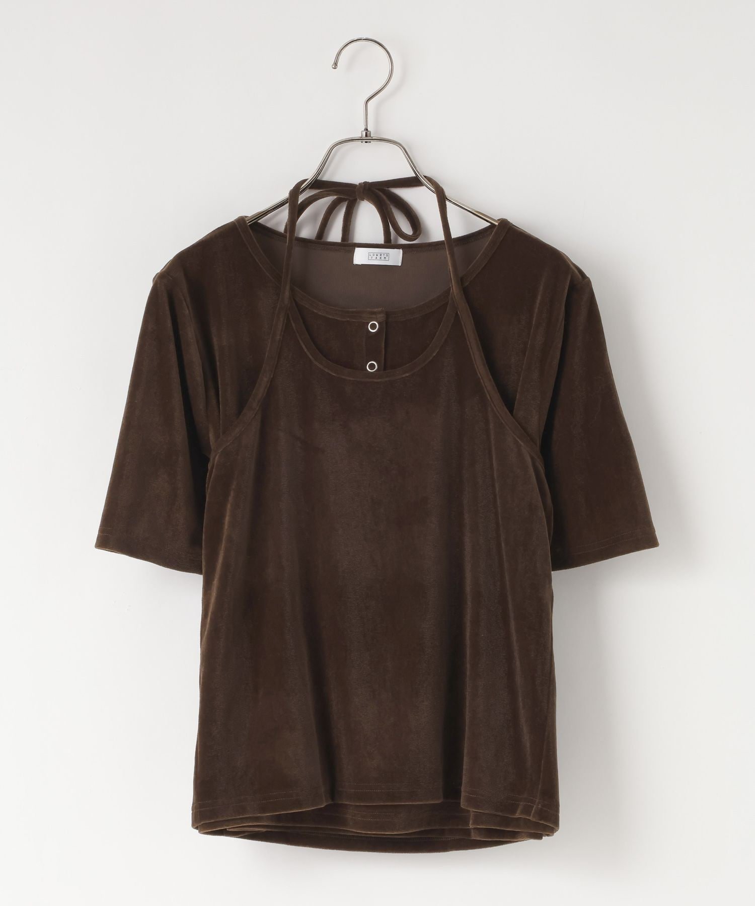 LOWRYS FARM ベロアホルター2P5S ローリーズファーム トップス カットソー・Tシャツ ホワイト グレー ブラウン