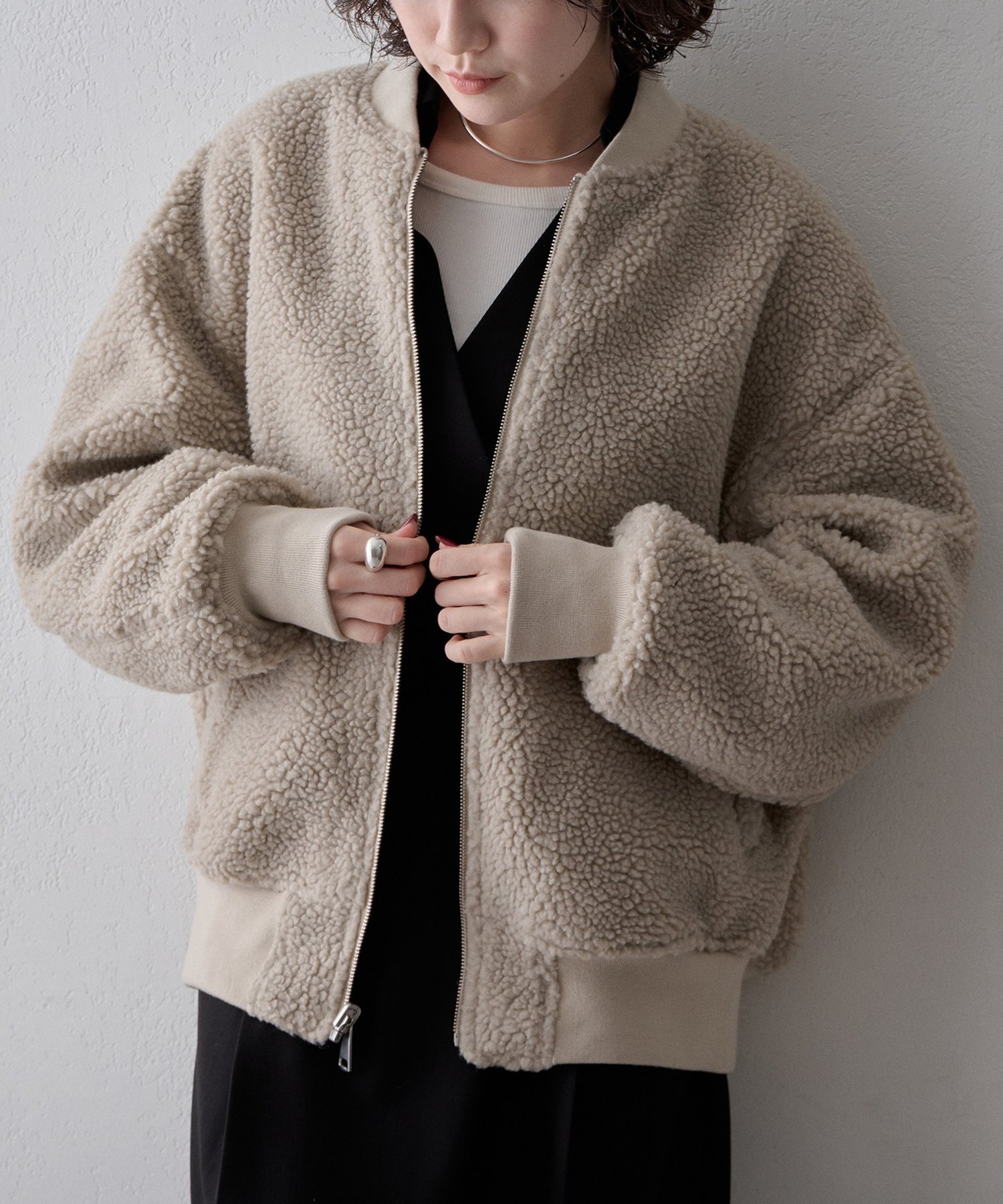 Whim Gazette 【THE PAUSE】ボアリバーシブルMA-1 ウィム ガゼット ジャケット・アウター その他のジャケット・アウター ベージュ ブラウン