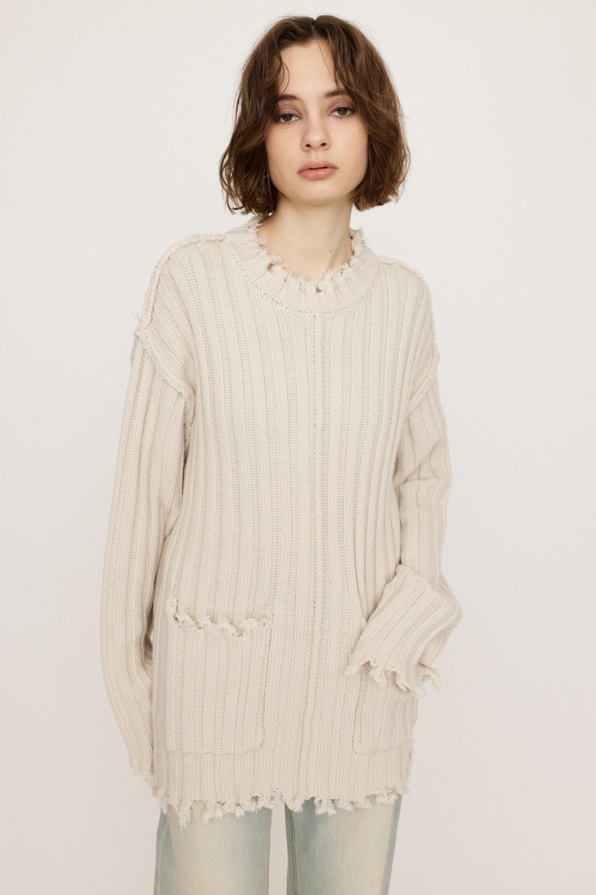 【SALE／20%OFF】SLY DAMAGED LG トップス スライ トップス ニット ブラック ホワイト グレー【送料無料】