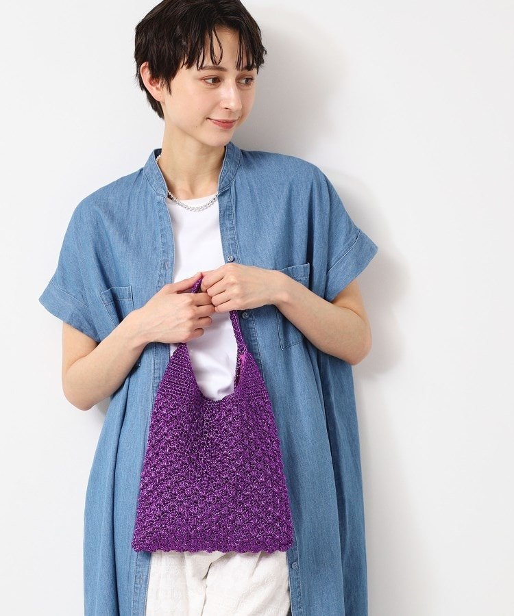 【SALE／55%OFF】Dessin 【軽量】メタリックヤーンワンハンドルバッグ デッサン バッグ トートバッグ ブラック パープル シルバー