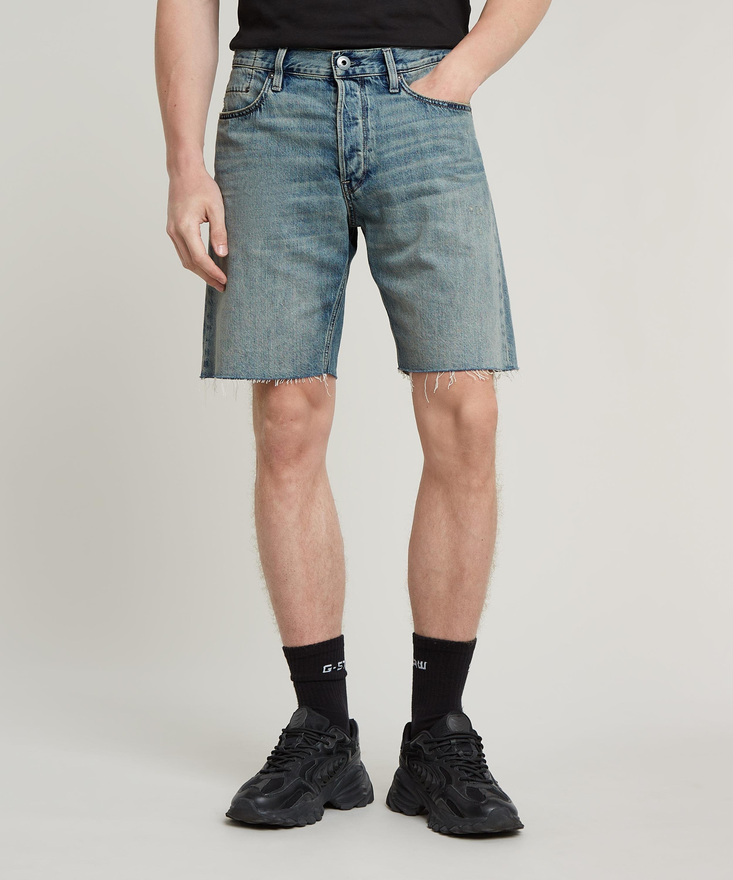 【公式ショップ】DAKOTA SHORT RAW EDGE/ヴィンテージライククラシックデザインレギュラーデニムショートパンツ/カットオフデザイン ジースターロゥ パンツ ジーンズ・デニムパンツ ブルー