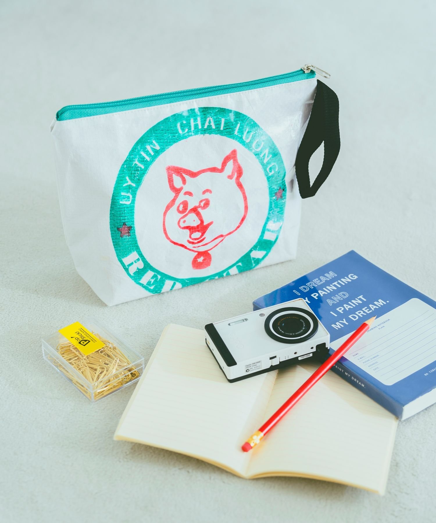 studio CLIP ベトナムリメイク船形ポーチL スタディオクリップ 財布・ポーチ・ケース ポーチ グリーン ブルー オレンジのサムネイル