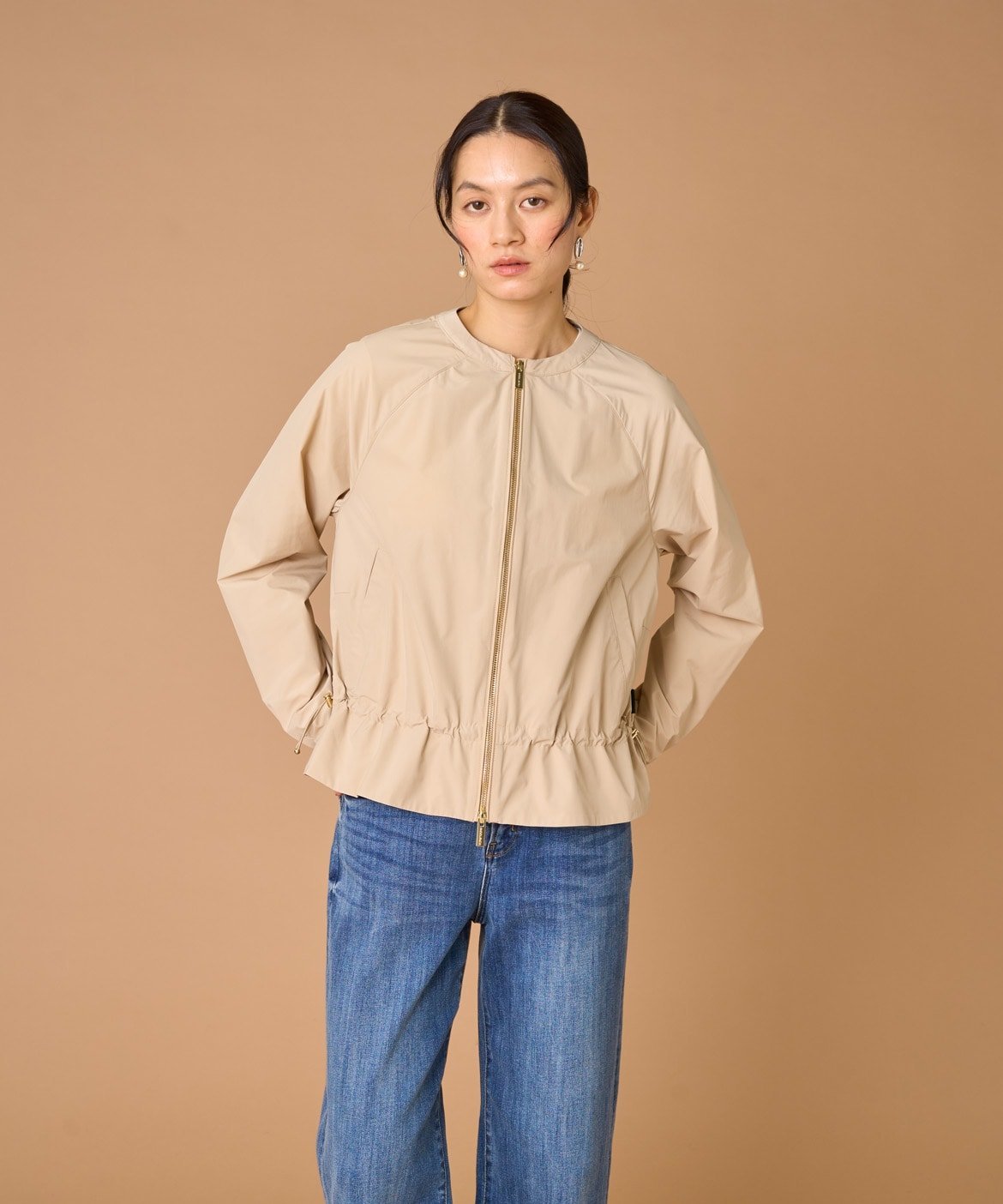 INED ノーカラージャケット 《WOOLRICH ウールリッチ》 イネド ジャケット・アウター その他のジャケット・アウター ベージュ