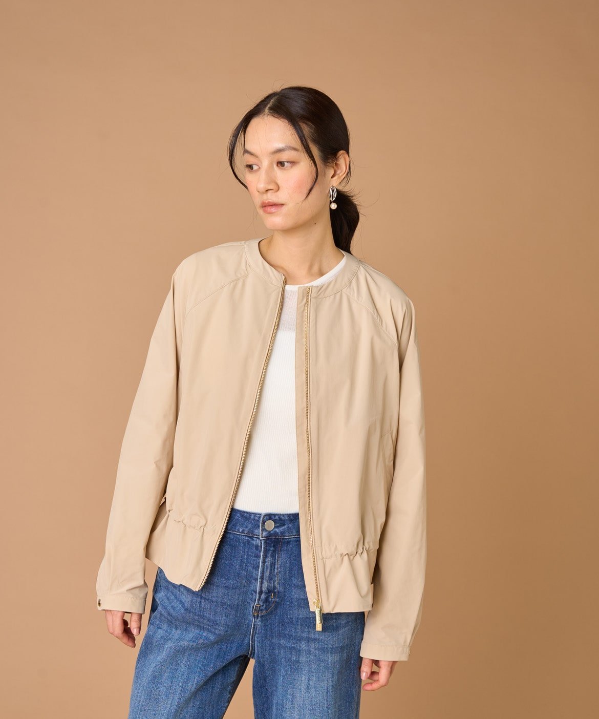 INED ノーカラージャケット 《WOOLRICH ウールリッチ》 イネド ジャケット・アウター その他のジャケット・アウター ベージュ
