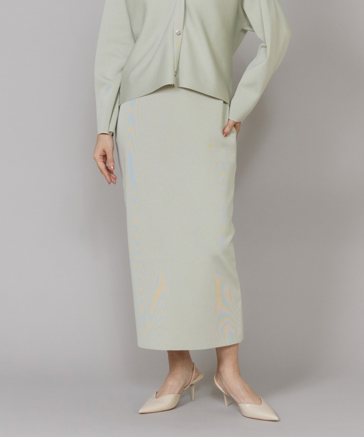 【SALE／60%OFF】Le Souk Aラインニットスカート イネド スカート ロング・マキシスカート グリーン ブラック【送料無料】