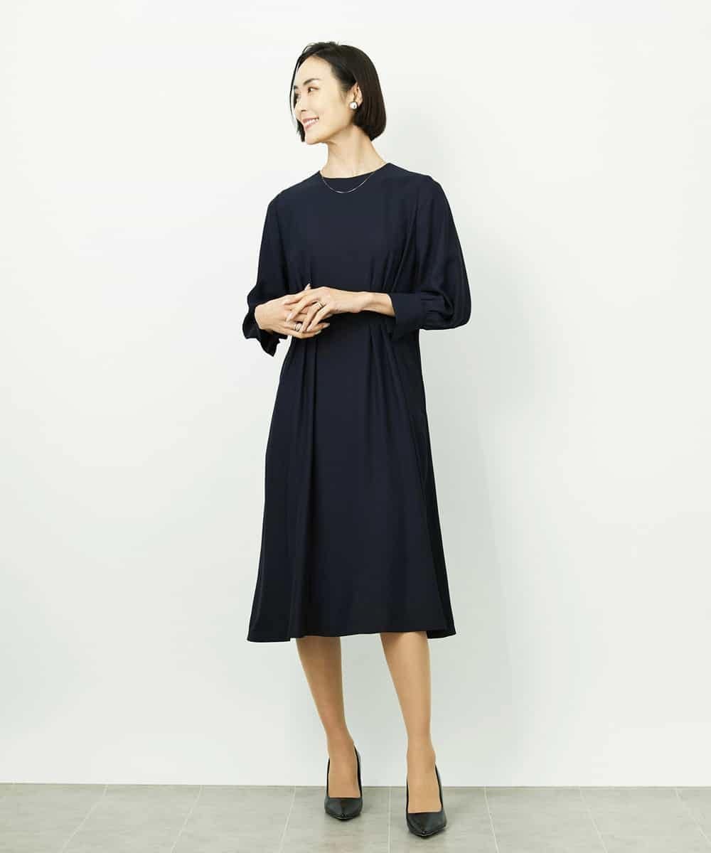 MICHEL KLEIN [オケージョン/セレモニー]ドレープワンピース ミッシェルクラン ワンピース・ドレス ワンピース ブラック ネイビー