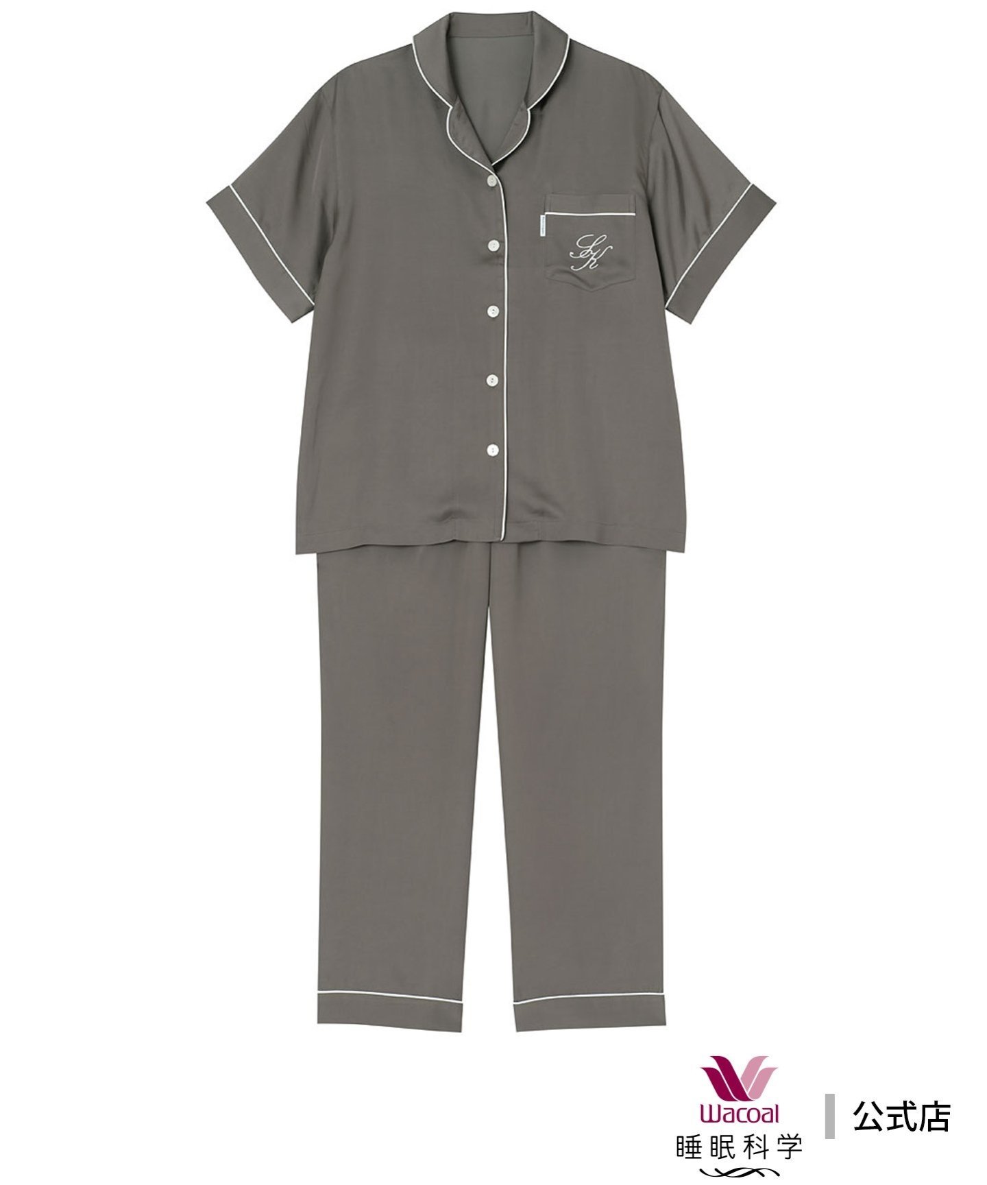 ワコール/睡眠科学 (W)ワコール 睡眠科学 パジャマ 5分袖 9分丈 シルクのような肌ざわり ワコール／スイミンカガク インナー・ルームウェア パジャマ ブラウン ピンク
