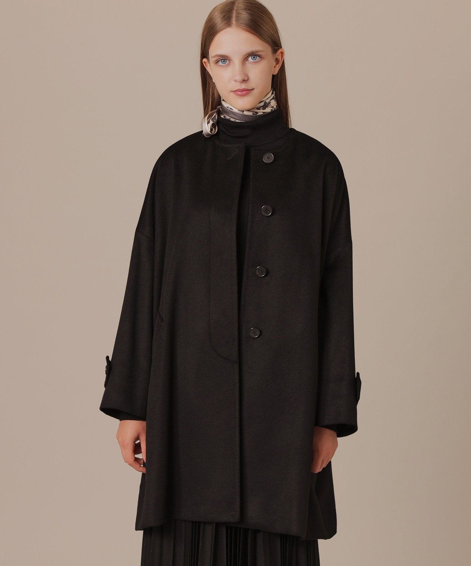 MACKINTOSH LONDON 【ROSLEY/ロズリー】カシミヤビーバーノーカラーコート マッキントッシュ ロンドン ジャケット・アウター その他のジャケット・アウター ブラック【送料無料】