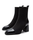 【SALE/39%OFF】miniministore ソックス風ブーツ レディース 太ヒール ミニミニストア シューズ・靴 ブーツ ブラック【送料無料】