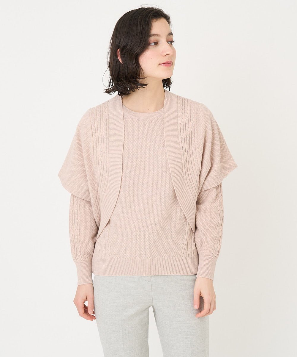 【SALE／50%OFF】CHRISTIAN AUJARD（小さいサイズ） ボレロ風ラメニット羽織り メゾンドゥサンク トップス カーディガン ピンク ホワイト グレー【送料無料】