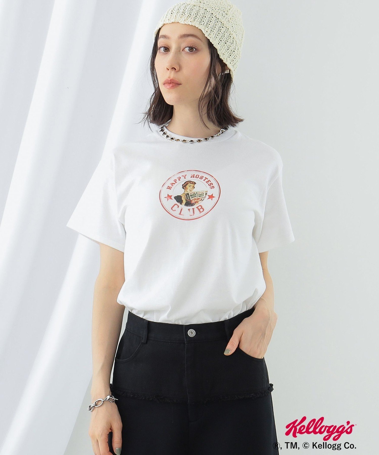 Ray BEAMS Kellogg 039 s / HAPPY HOSTESS CLUB T-Shirt ビームス ウイメン トップス カットソー Tシャツ ホワイト【送料無料】