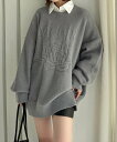 【SALE/30%OFF】clear 編地替え花モチーフロゴニットトップス クリア トップス ニット グレー グリーン ベージュ