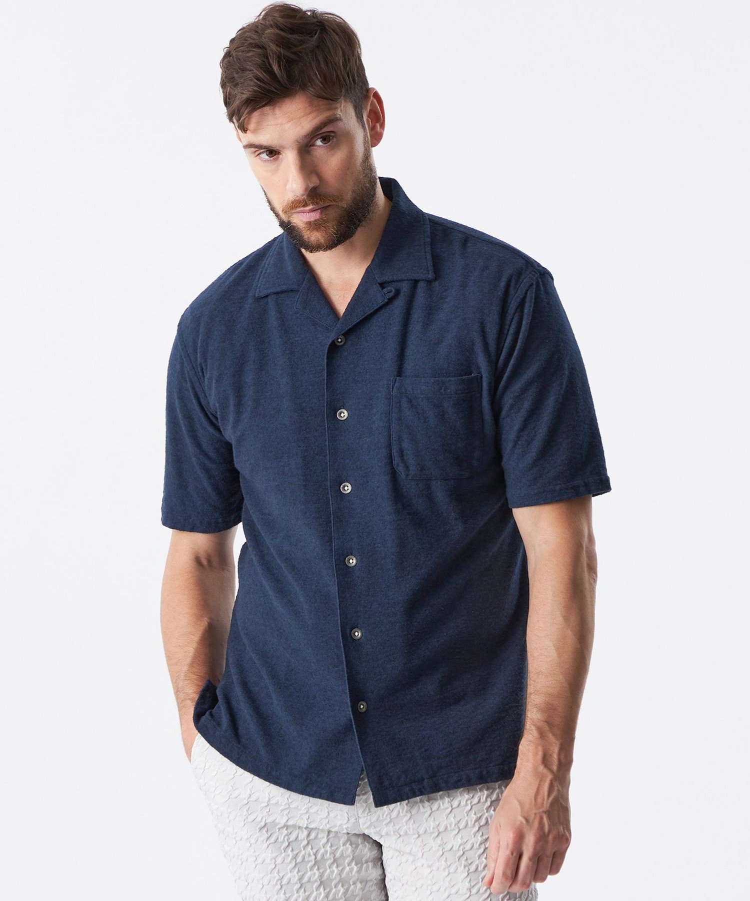 【SALE／60%OFF】EPOCA UOMO ミニパイルオープンカラーシャツ エポカ トップス シャツ・ブラウス ネイビー【送料無料】
