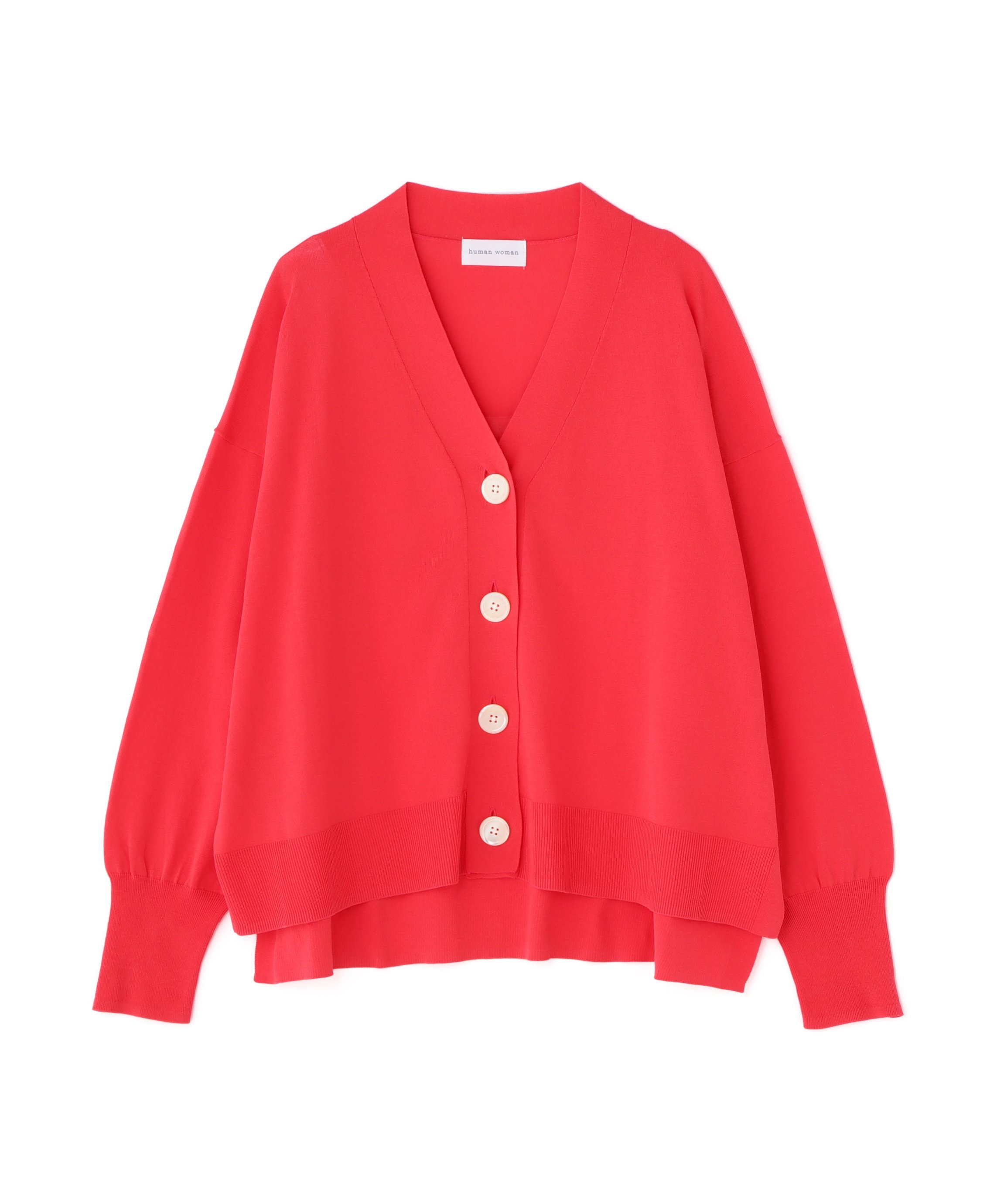 【SALE／64%OFF】human woman ≪ウォッシャブル≫ ハイツイストコットンVカーデ ヒューマン ウーマン トップス ニット ブルー ピンク ネイビー【送料無料】
