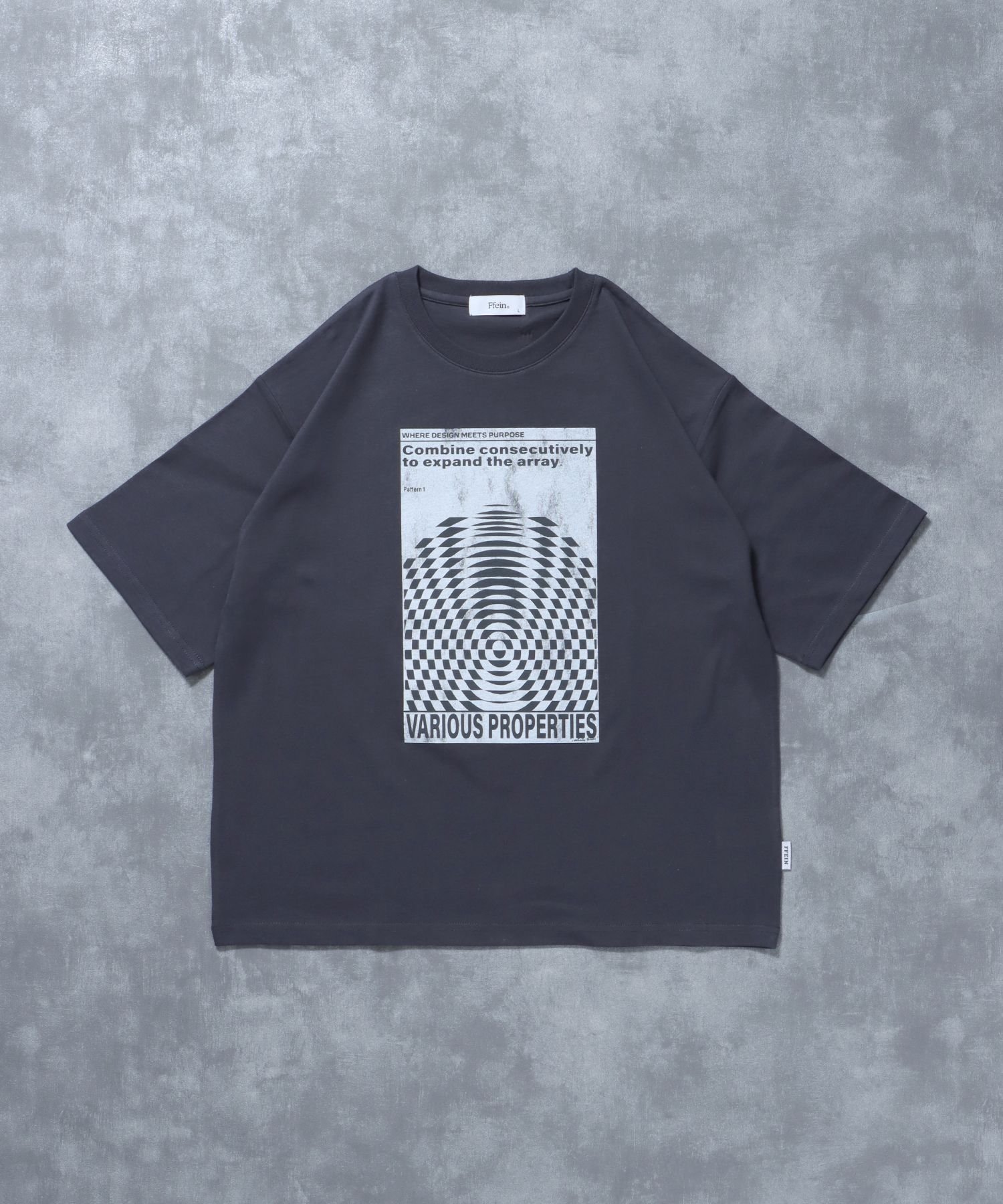 FFEIN 【FFEIN(フェイン)】アートグラフィックショート丈Tシャツ / Tシャツ 短丈 クルーネック 半袖 ショート丈 ナバル トップス カットソー・Tシャツ ブラック ワインレッド ホワイト グレー