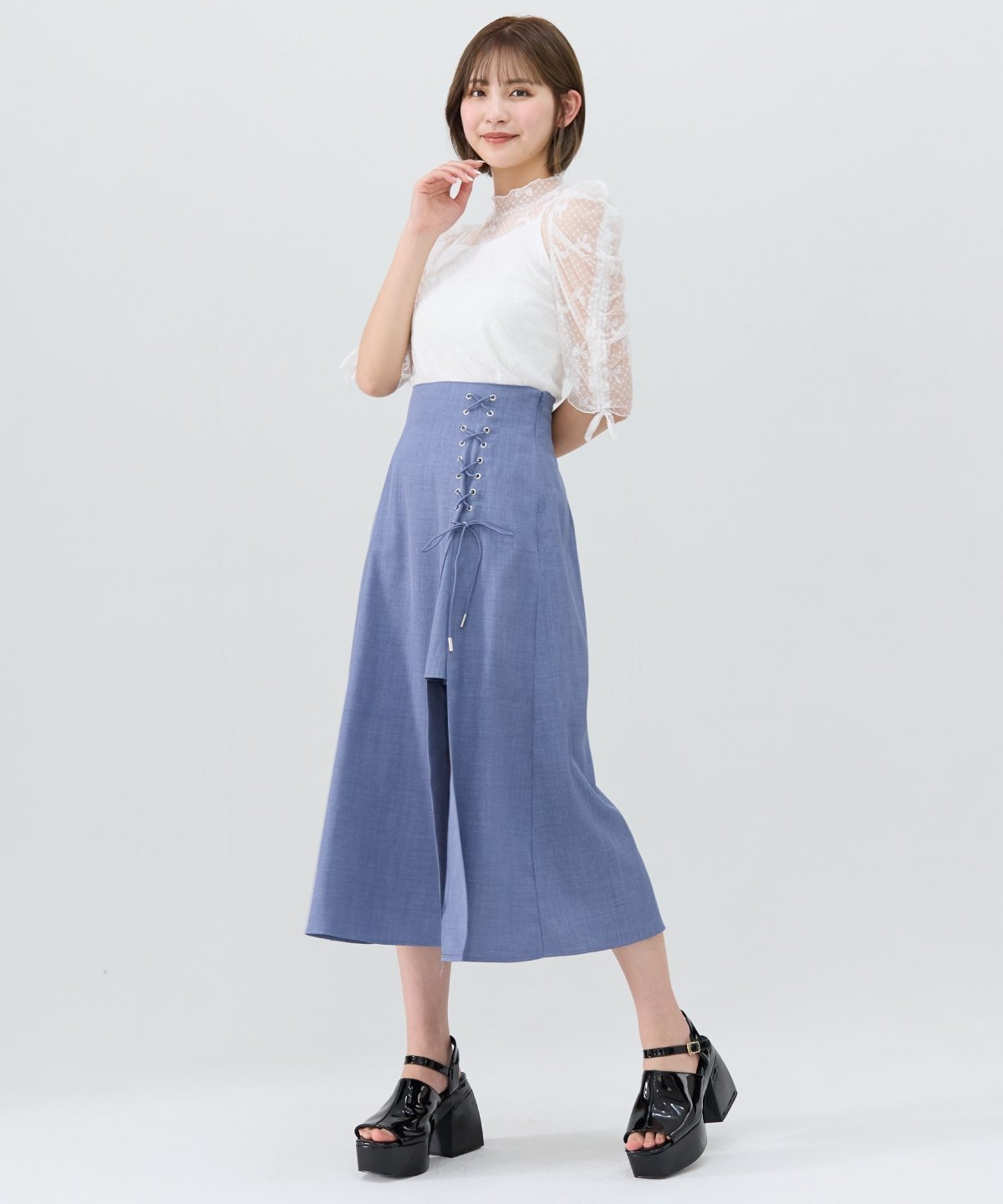 REDYAZEL スピンドルスリットロングスカートスカート レディアゼル スカート その他のスカート ベージュ ブルー