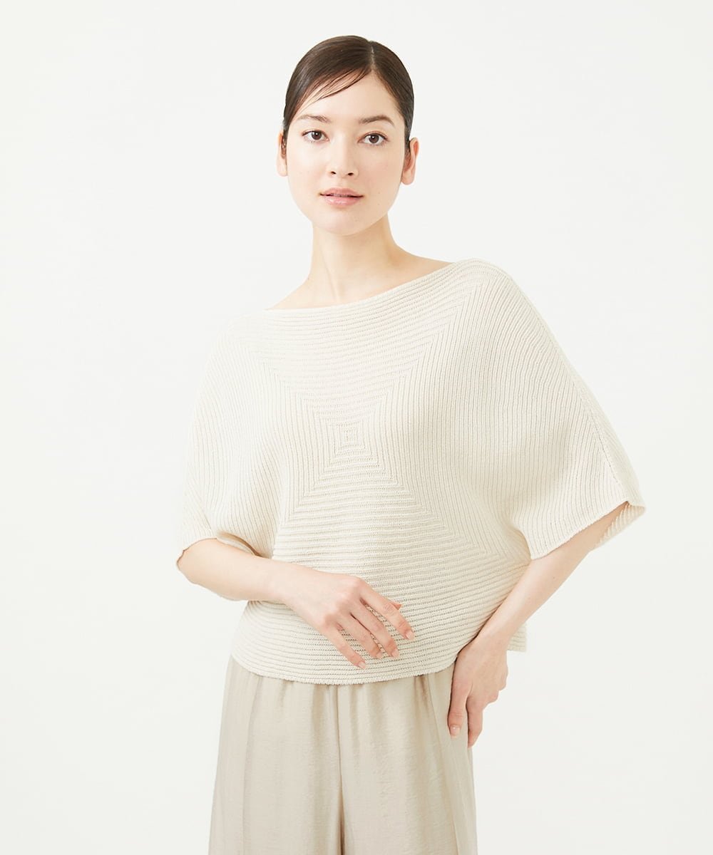 【SALE／50%OFF】Sybilla ペーパーヤーンドルマンプルオーバー シビラ トップス ニット ホワイト グリーン【送料無料】