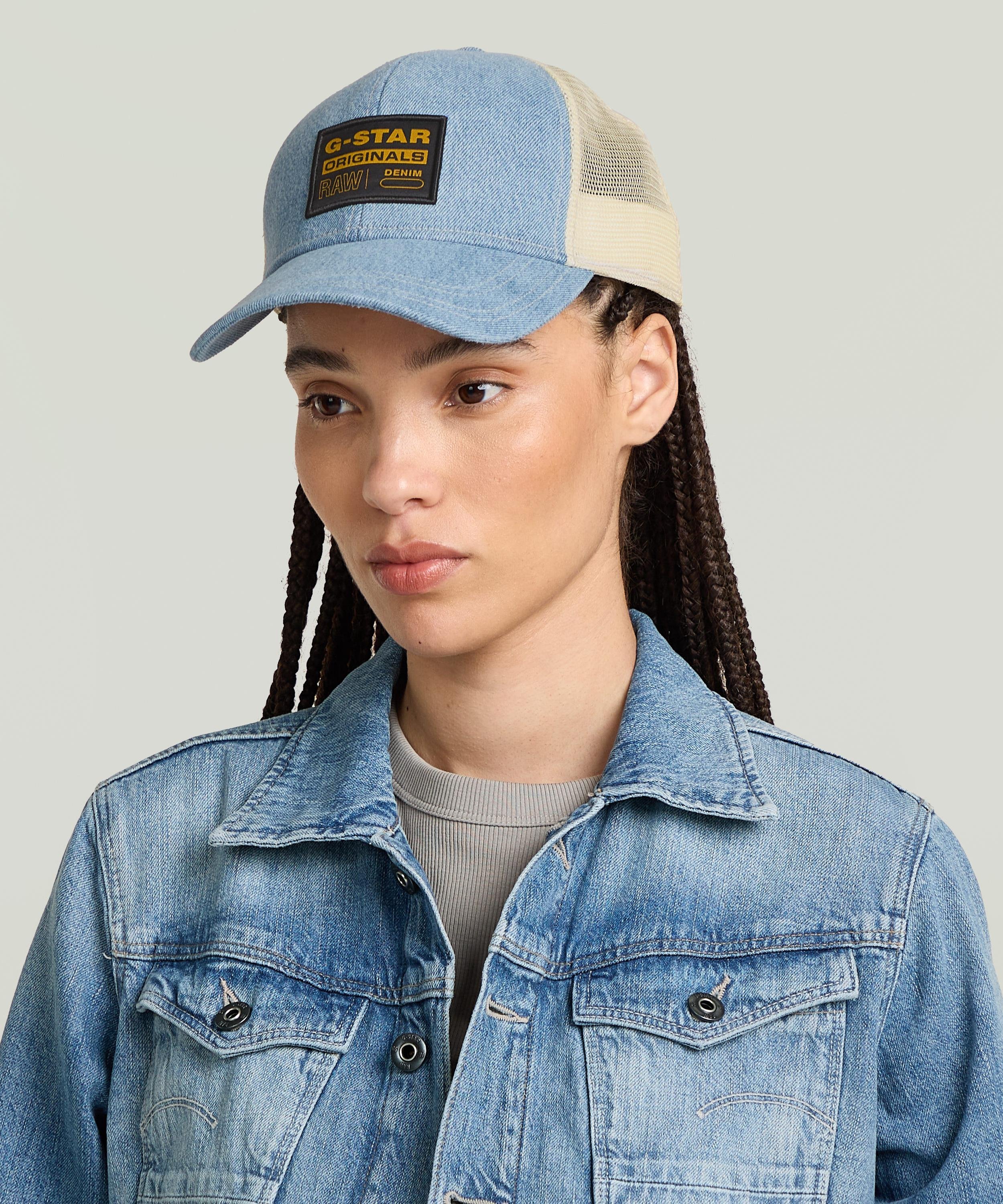 【SALE／40%OFF】G-Star RAW 【公式ショップ】DENIM EMBRO BASEBALL TRUCKER CAP/デニムベースボールロゴメッシュキャップ ジースターロゥ 帽子 キャップ ブルー【送料無料】