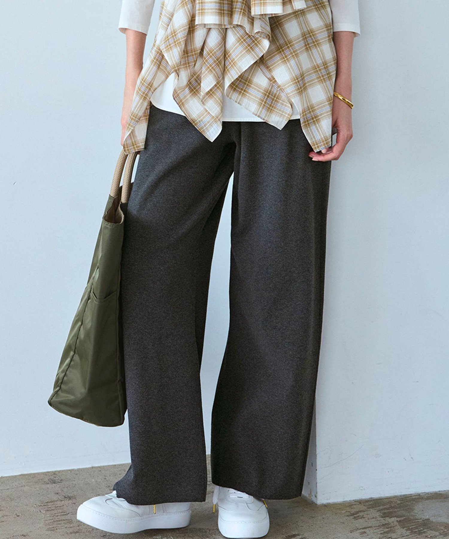 23区 L 【VERY9月号掲載/洗える/吊り干しOK】ヴィスコースストレッチ ワイド パンツ ニジュウサンク パンツ その他のパンツ ブラウン グレー ブラック