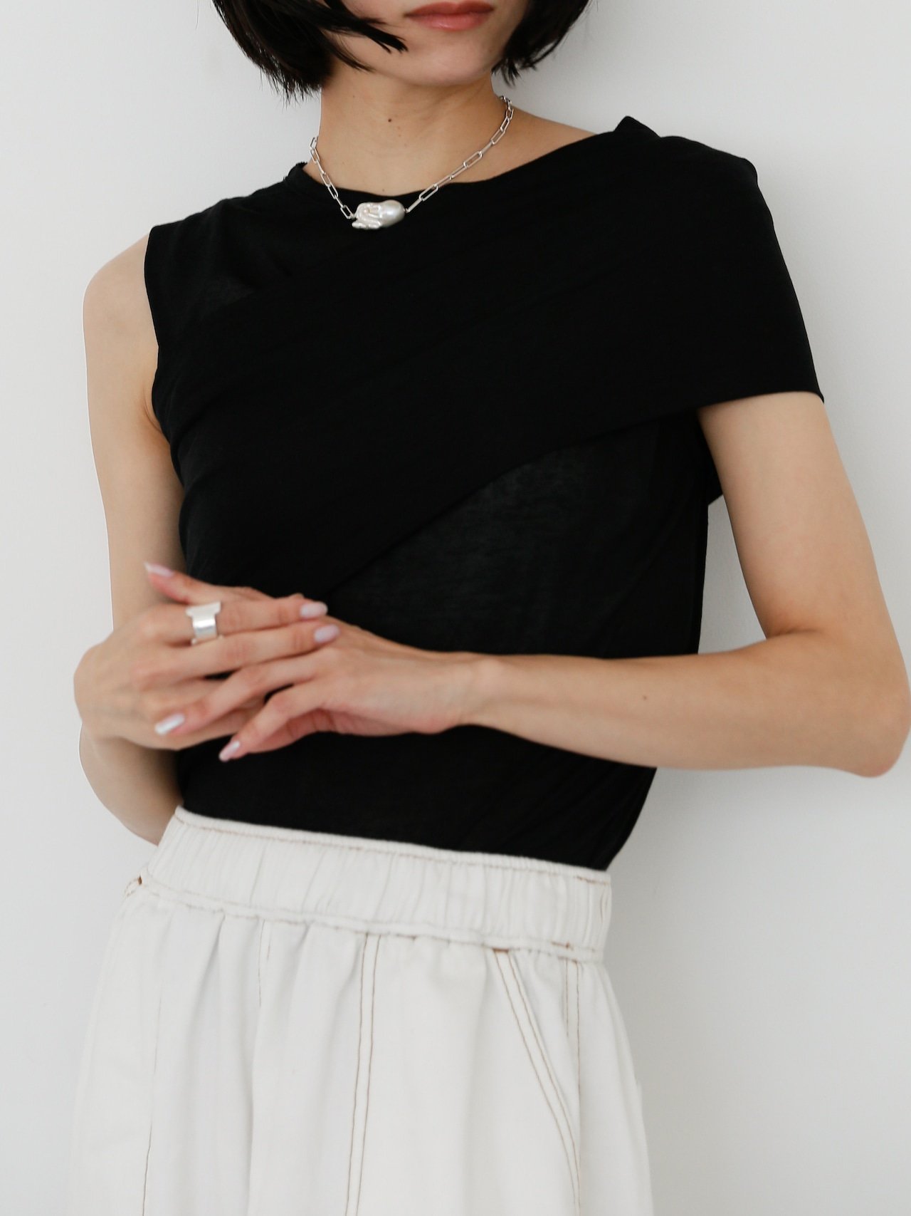 Katrin TOKYO multi way sheer tee カトリントウキョウ トップス カットソー・Tシャツ ホワイト ブラック
