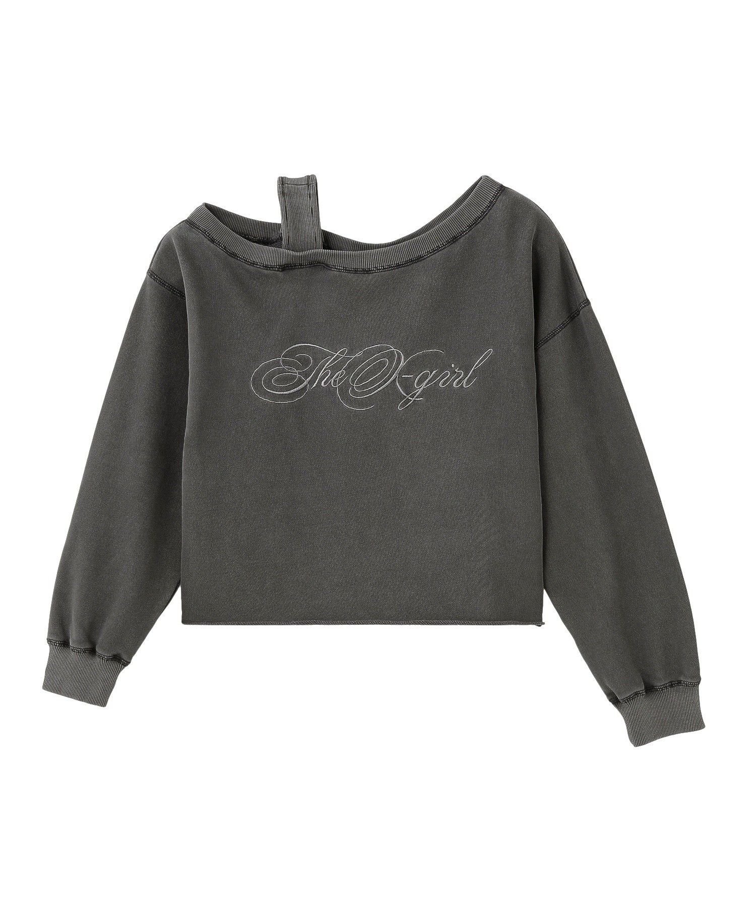【SALE／30%OFF】X-girl FADED LAYERED SHOULDER SWEAT TOP エックスガール トップス スウェット・トレーナー ブラック ピンク【送料無料】