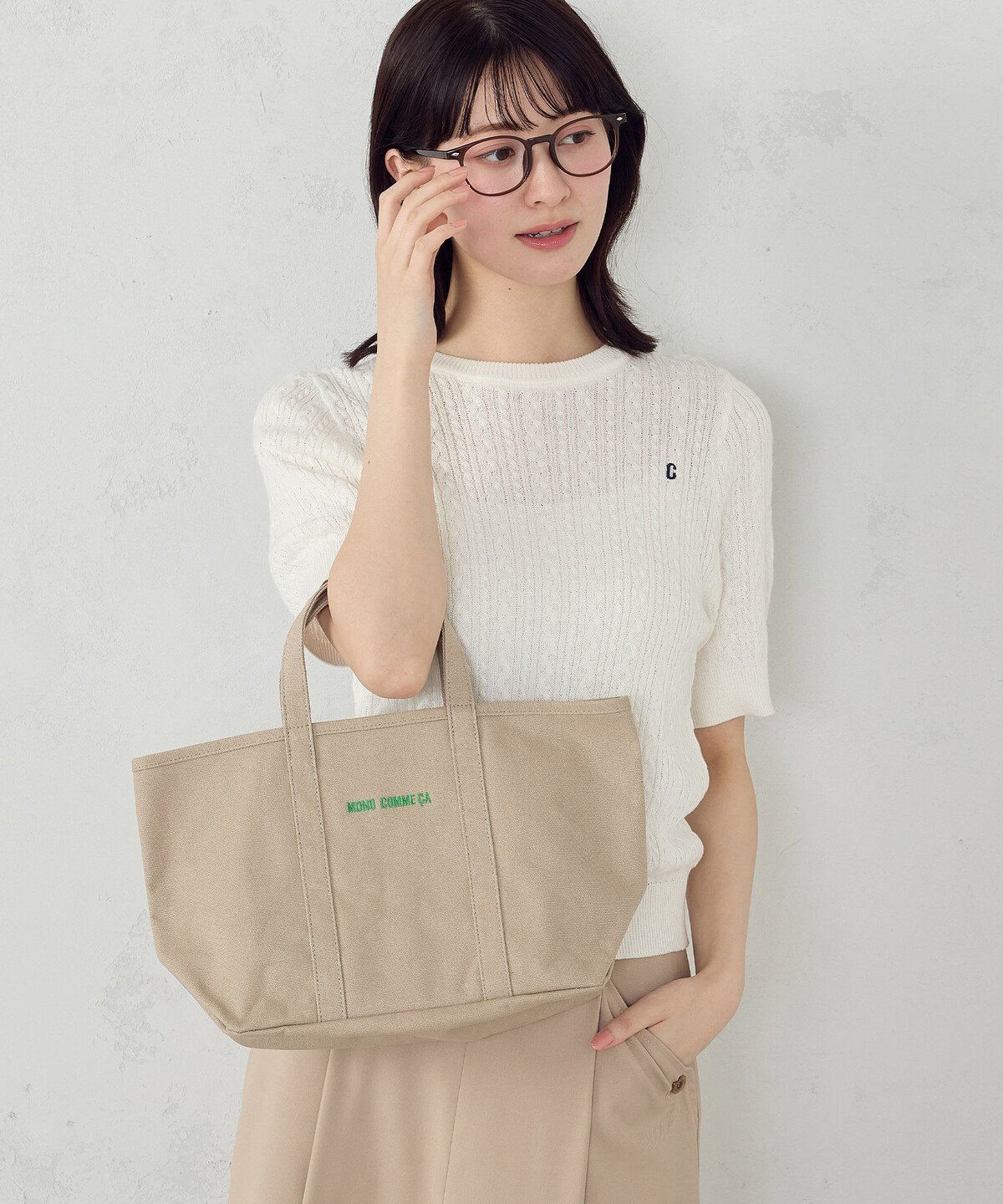 MONO COMME CA キャンバスミニトートバック コムサイズム バッグ トートバッグ ベージュ【送料無料】