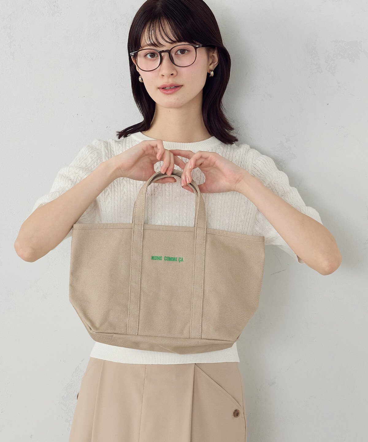 MONO COMME CA キャンバスミニトートバック コムサイズム バッグ トートバッグ ベージュ【送料無料】