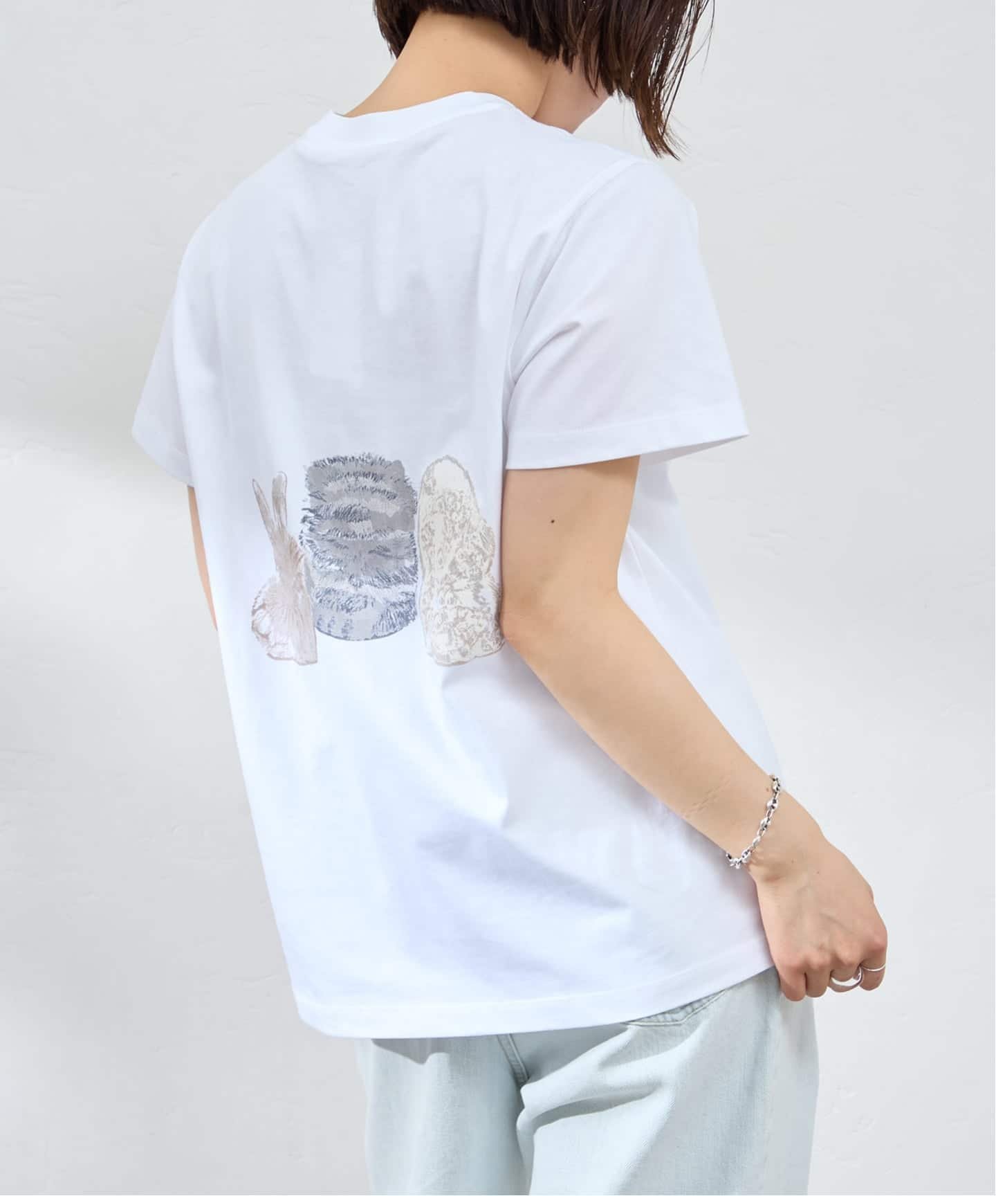 U by SPICK&SPAN GANNI / ガニー Basic Cotton Jersey Cute Animals ユーバイスピックアンドスパン トップス カットソー・Tシャツ ホワイト【送料無料】