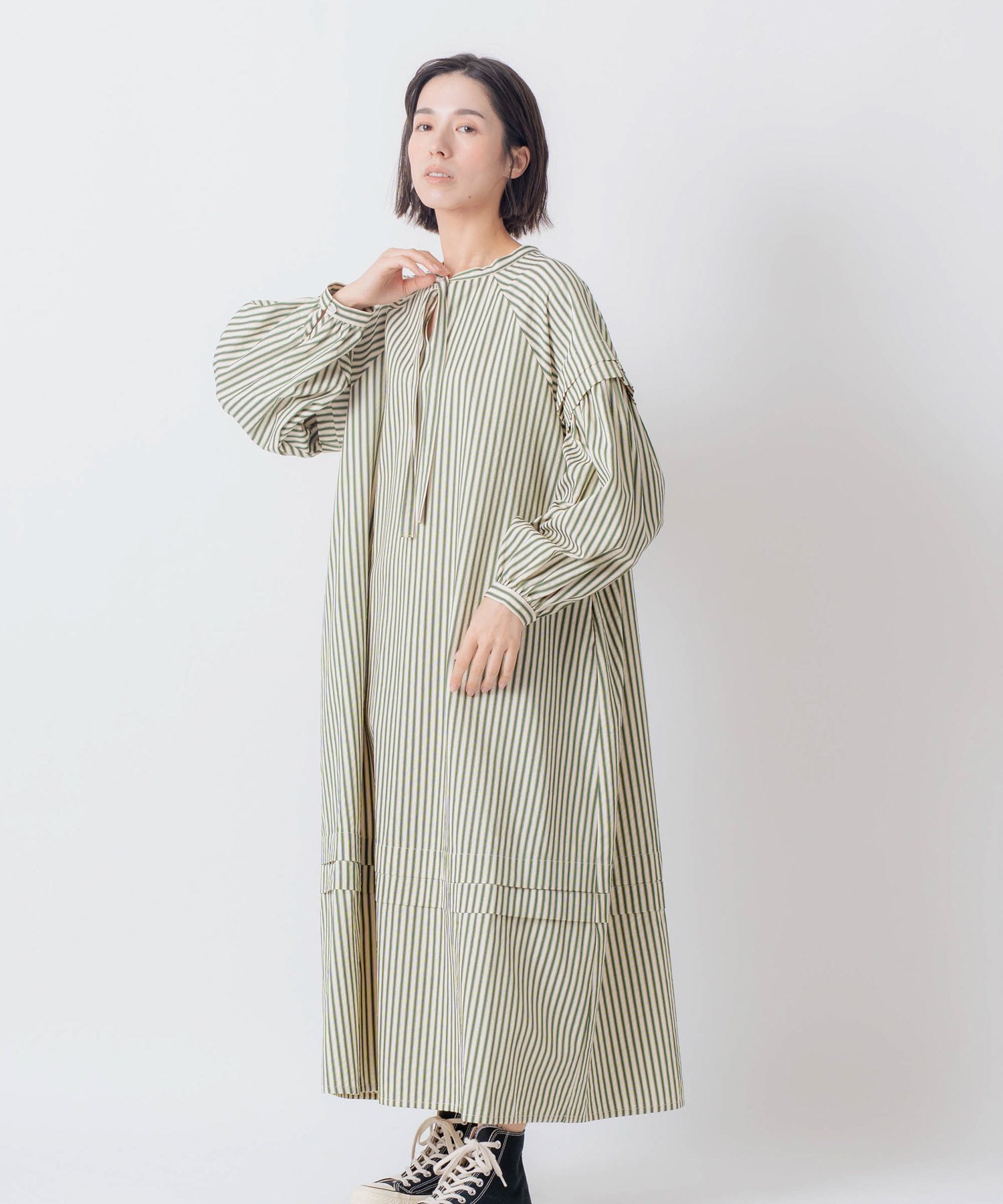 KELEN 「KELEN / ケレン」シアーサッカーストライプワンピース ビーアパートメント ワンピース・ドレス ワンピース ネイビー ブラック グリーン