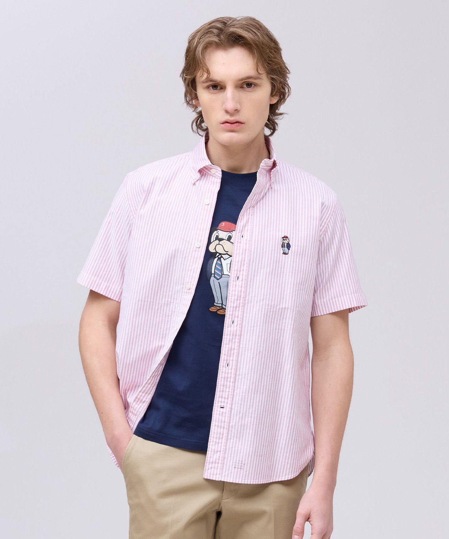 J.PRESS 新デザイン【BULLDOG BOY】オックスフォード 半袖シャツ / B.D. ジェイプレス トップス シャツ・ブラウス ネイビー レッド ホワイト