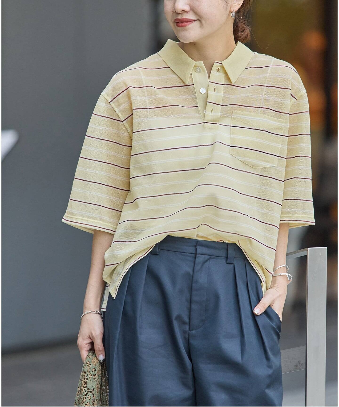 JOURNAL STANDARD シアーカノコボーダーポロシャツ ジャーナル スタンダード トップス カットソー・Tシャツ ブラウン イエロー