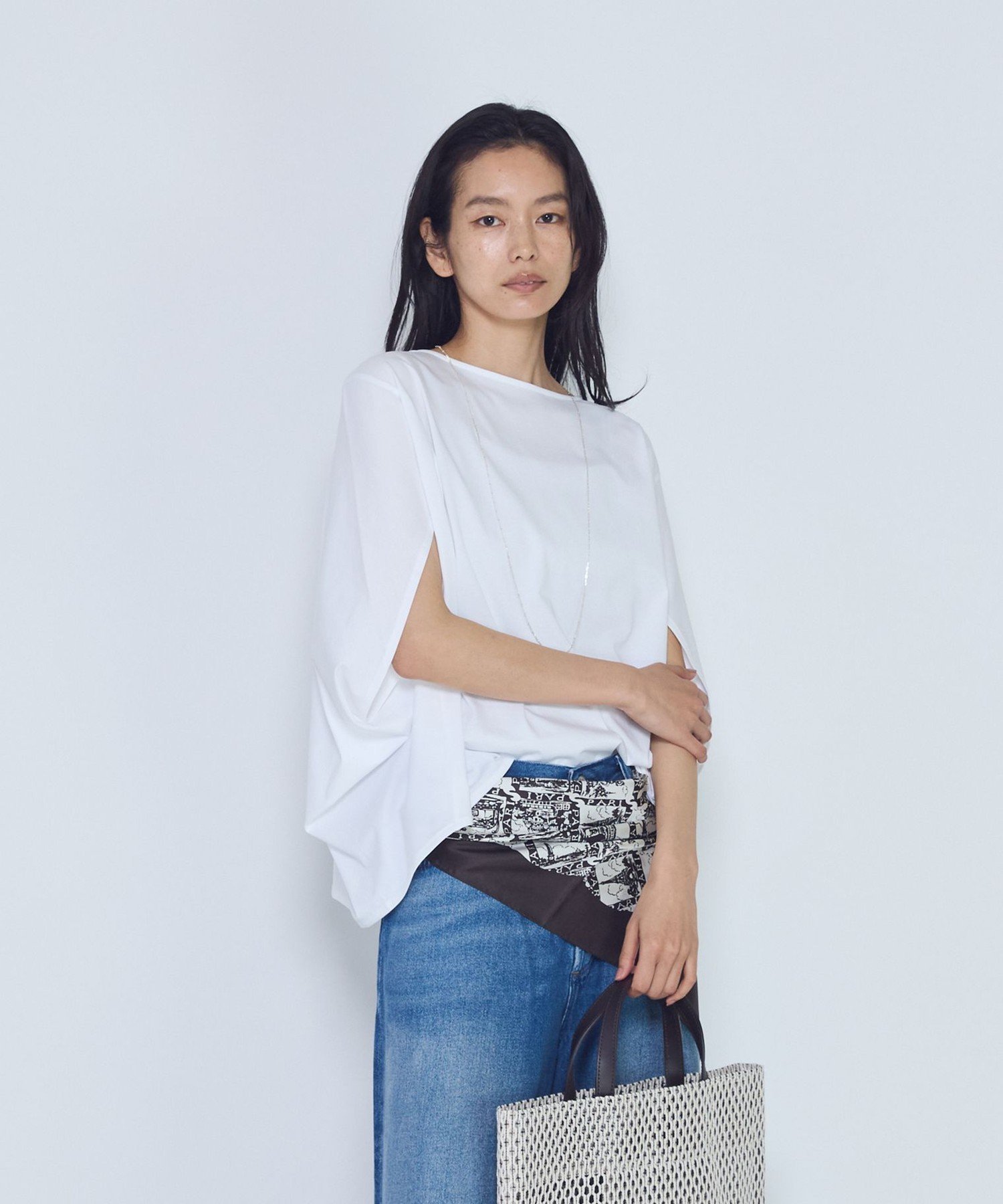 1er Arrondissement クリアー天竺フォルムTシャツ プルミエアロンディスモン トップス カットソー・Tシャツ ブラック グレー ホワイト