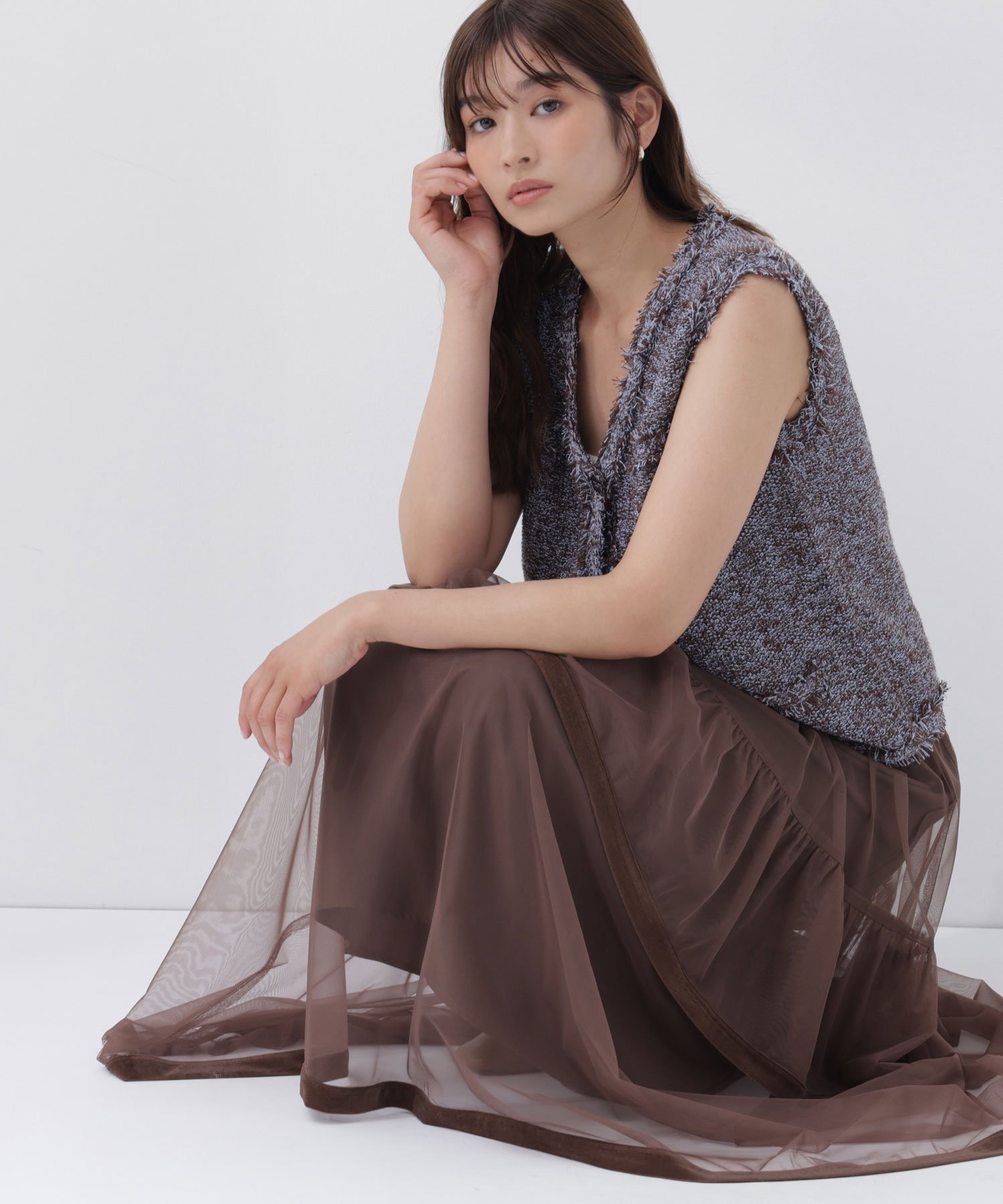 NATURAL BEAUTY BASIC チュールティアードスカート ナチュラルビューティベーシック スカート その他のスカート ベージュ【送料無料】