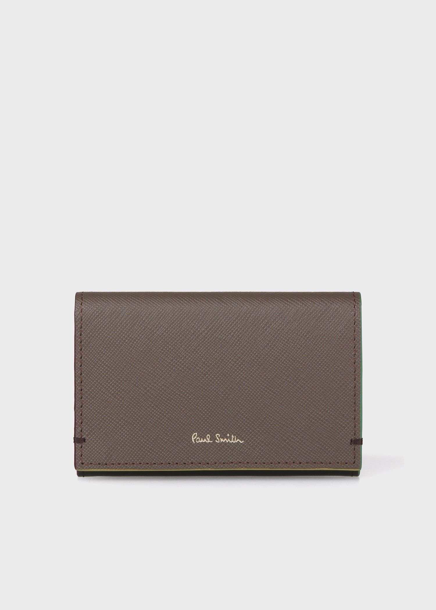 【SALE／40%OFF】Paul Smith カラードエッジ 名刺入れ ポール・スミス 財布・ポーチ・ケース 名刺入れ・カードケース ブラウン グリーン【送料無料】