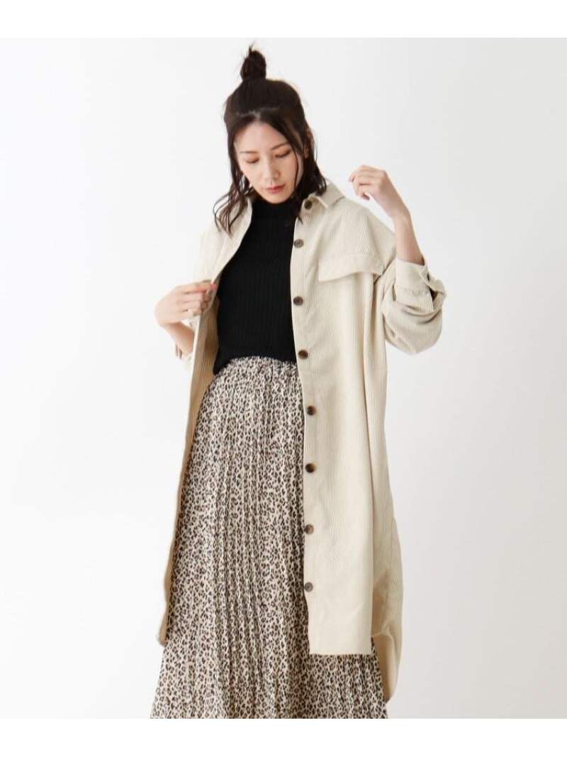 【SALE／30%OFF】SHOO・LA・RUE 【S-L】コーデュロイミモレシャツワンピース シューラルー ワンピース ワンピースその他 ホワイト ブラウン ブルー