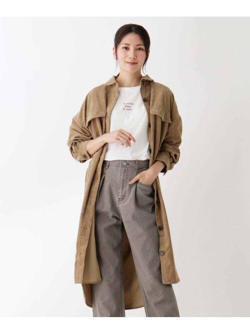 【SALE／30%OFF】SHOO・LA・RUE 【S-L】コーデュロイミモレシャツワンピース シューラルー ワンピース ワンピースその他 ホワイト ブラウン ブルー