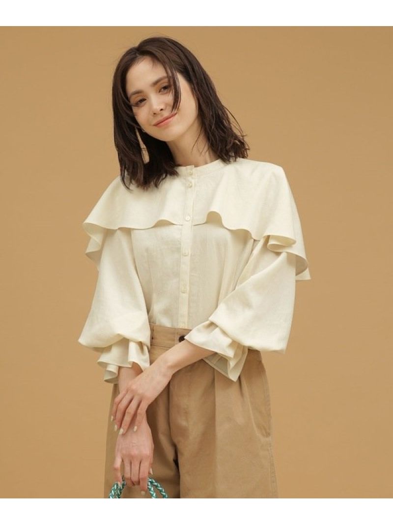【SALE／56%OFF】LB.03 Section LB.03/ケープラッフルブラウス 長袖 ナノユニバース トップス シャツ・ブラウス ベージュ ブラウン イエロー【送料無料】のサムネイル
