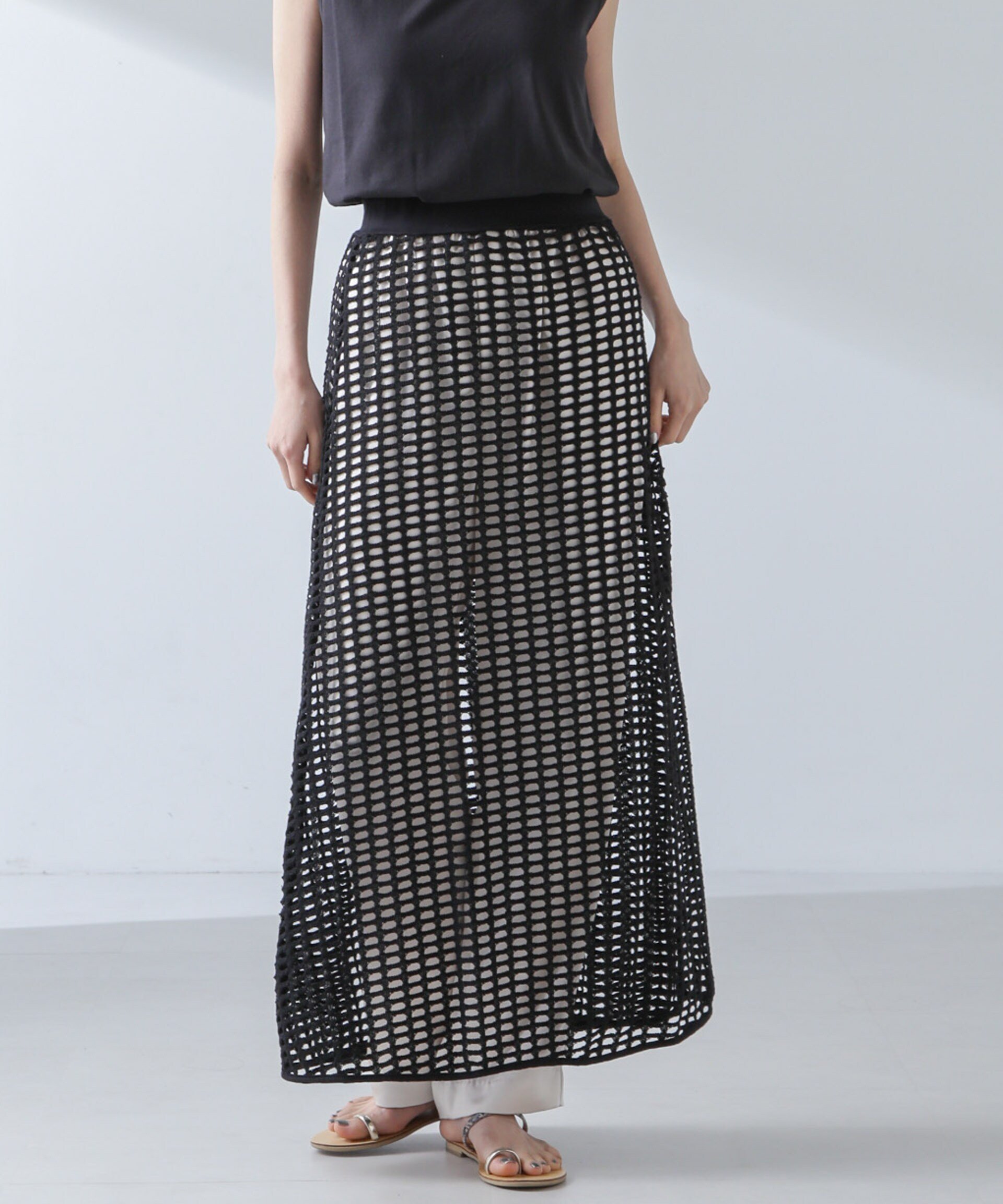 【SALE／50%OFF】NANO universe RITA ROW/Crochet straight long skirt ナノユニバース スカート ミディアムスカート ブラック【送料無料】 stylife-14533883 Rakuten Fashion サンプル画像2