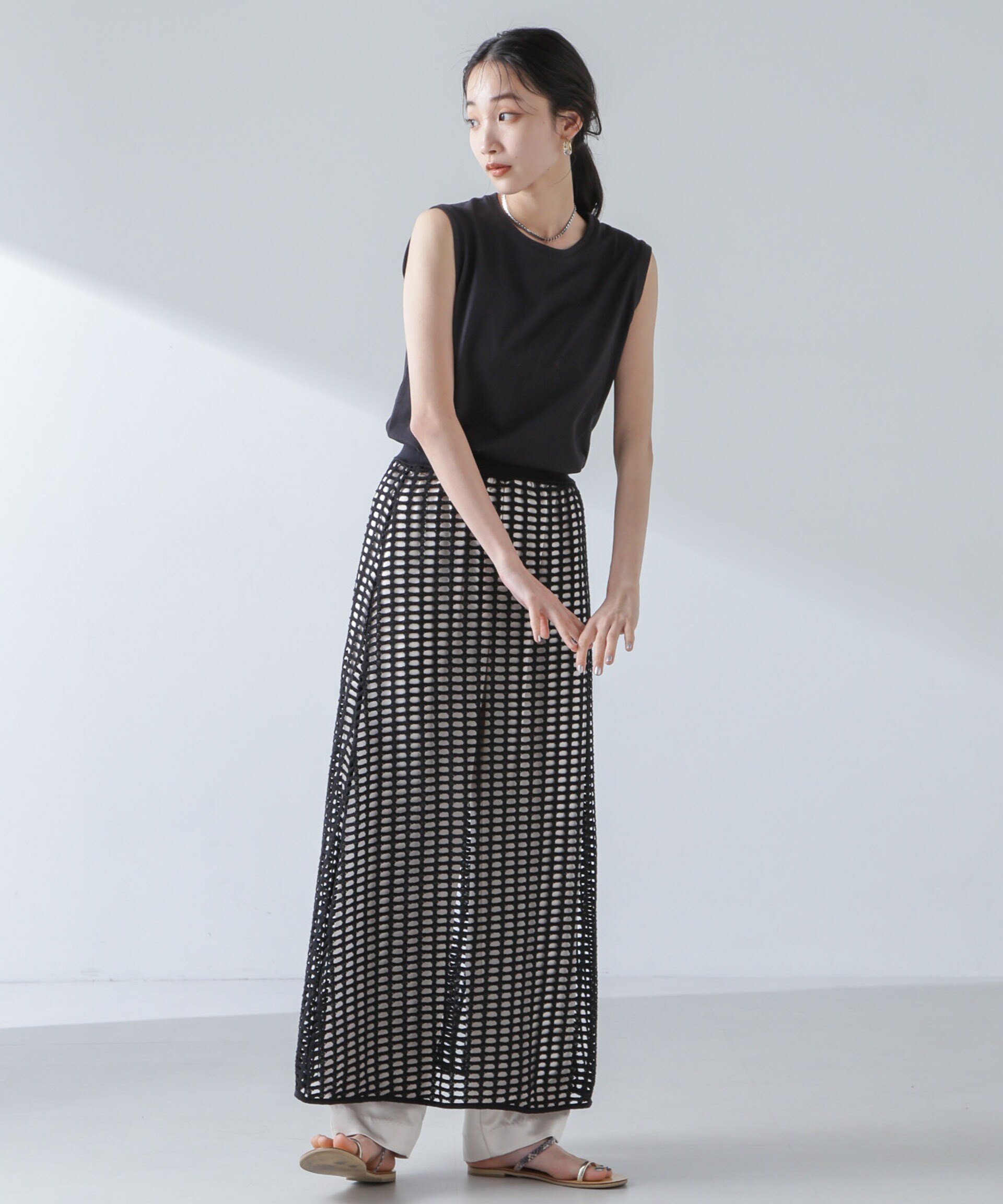 【SALE／50%OFF】NANO universe RITA ROW/Crochet straight long skirt ナノユニバース スカート ミディアムスカート ブラック【送料無料】 stylife-14533883 Rakuten Fashion サンプル画像3