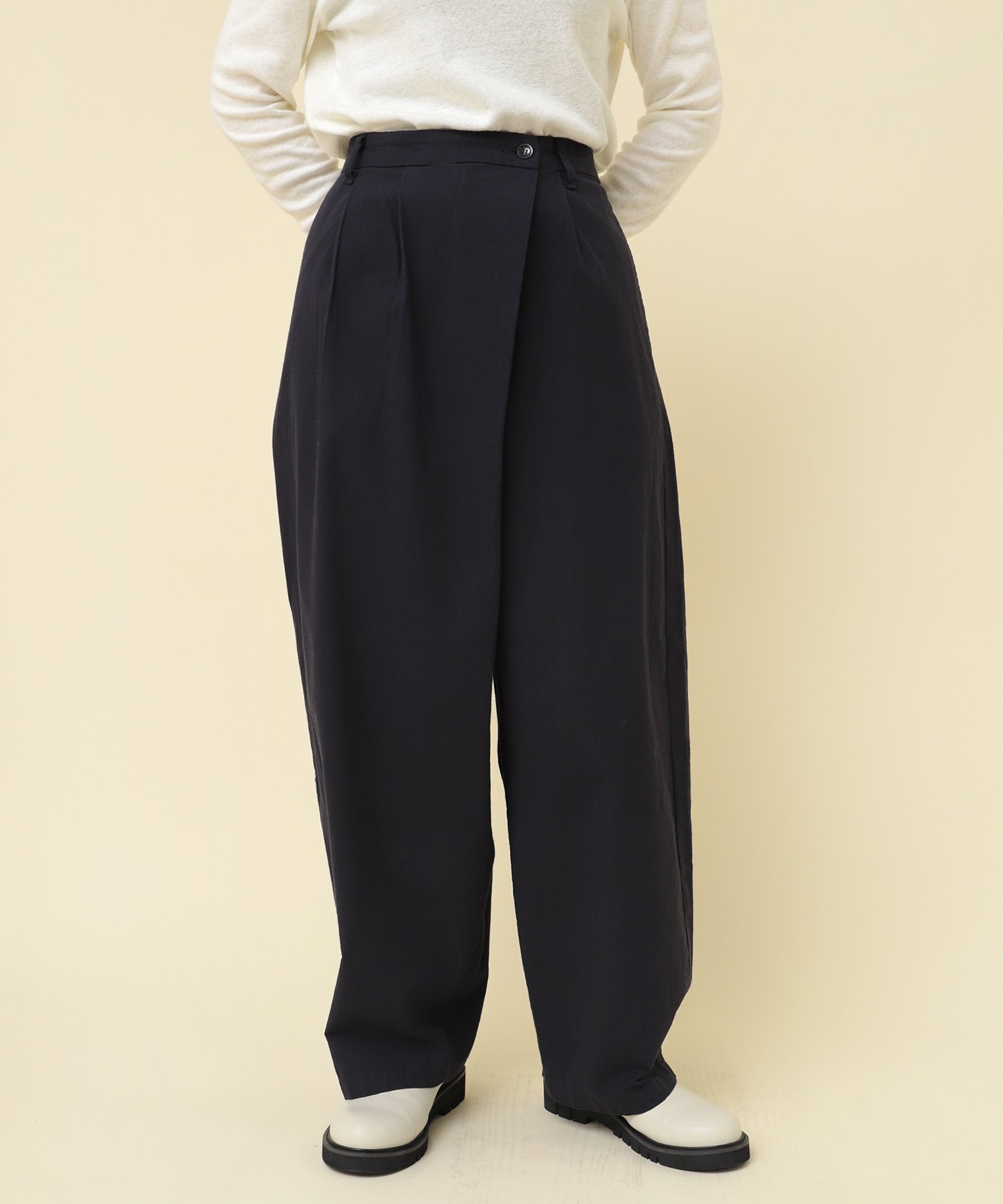 RNA-N R4259 クラシックポプリンラップパンツ アールエヌエーエヌ パンツ スラックス・ドレスパンツ カーキグリーン ネイビー ブルー