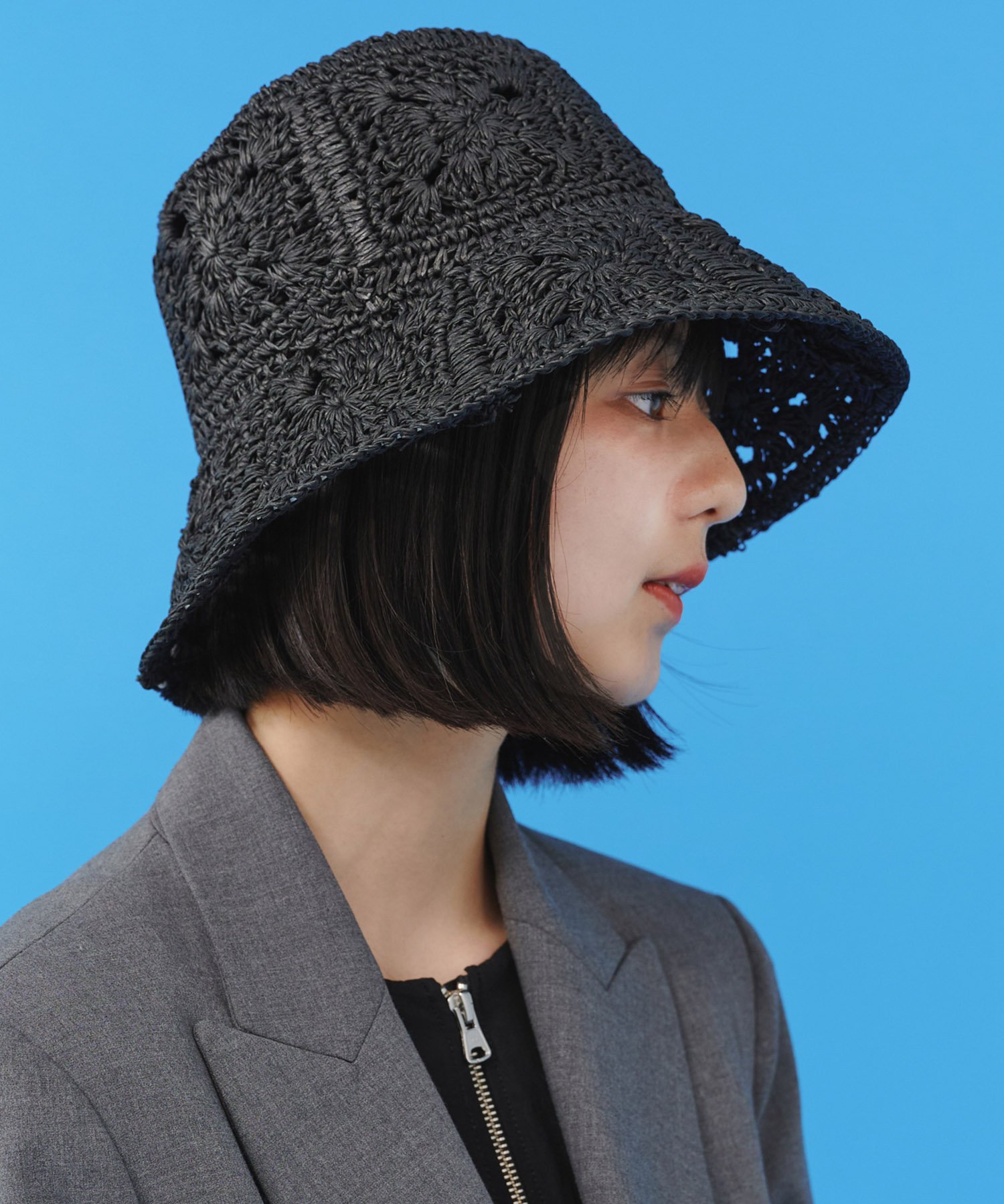 【SALE／50%OFF】CONTROL FREAK/CTFK CONTROL FREAK(コントロールフリーク)ペーパー柄編みバケットハット キャセリーニ 帽子 ハット グリーン ブラック ホワイト