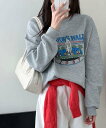 【SALE/47%OFF】LOWO フロントプリント スウェット トレーナー プルオーバー ガール トップス スウェット・トレーナー グレー