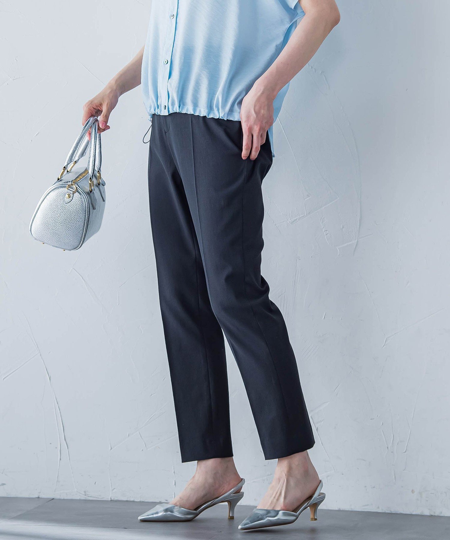 LAUTREAMONT シェルタリングドライオックステーパードパンツ≪洗濯機で洗える≫ ロートレアモン パンツ その他のパンツ ブラック ベージュ ホワイト